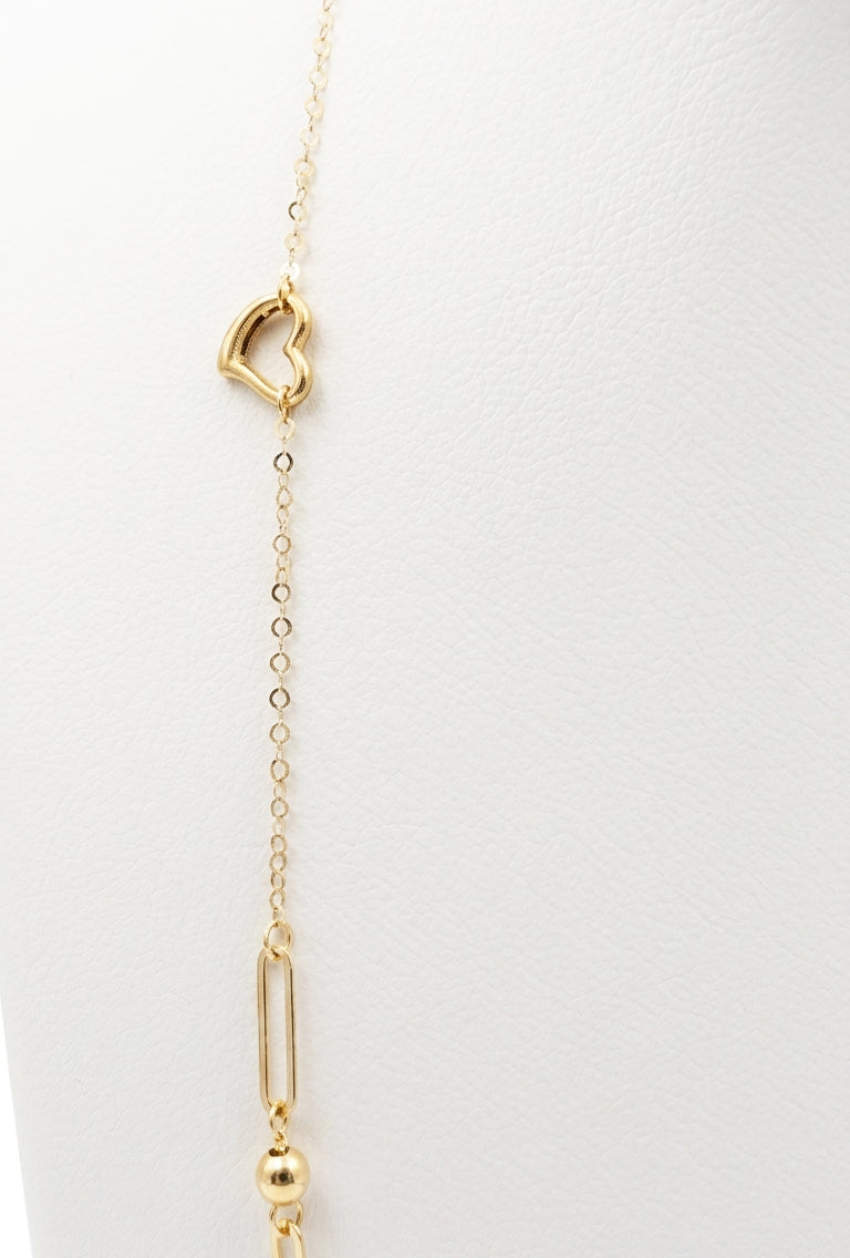 Collana con cuore e maglie geometriche in oro giallo 18 KT (750)