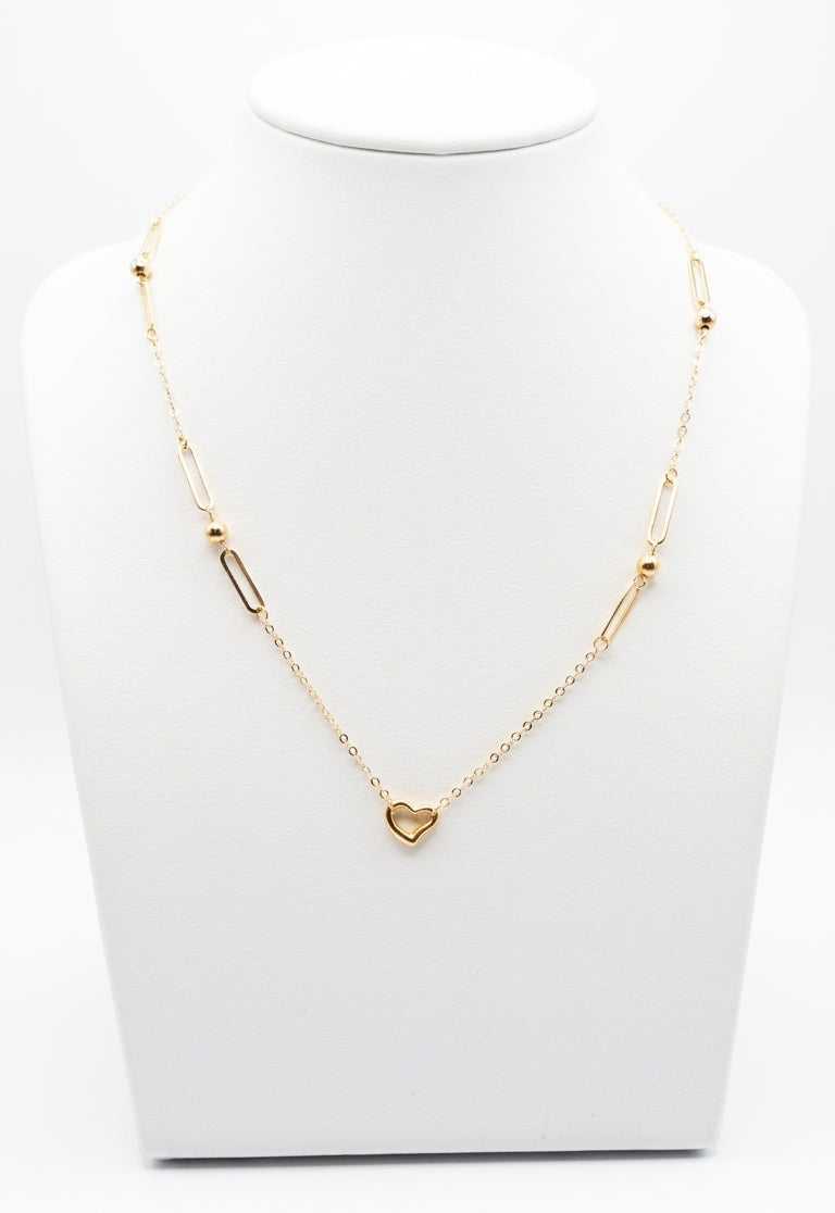 Collana con cuore e maglie geometriche in oro giallo 18 KT (750)