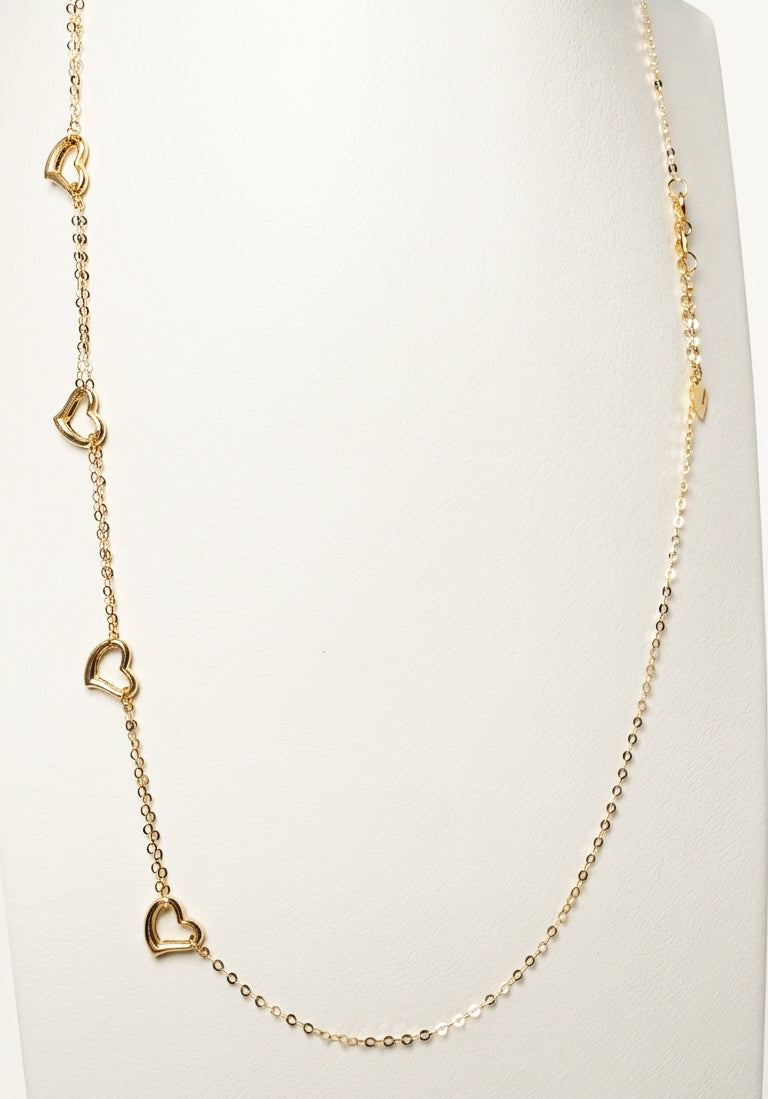 Collana con cuori traforati in oro giallo 18 KT (750)
