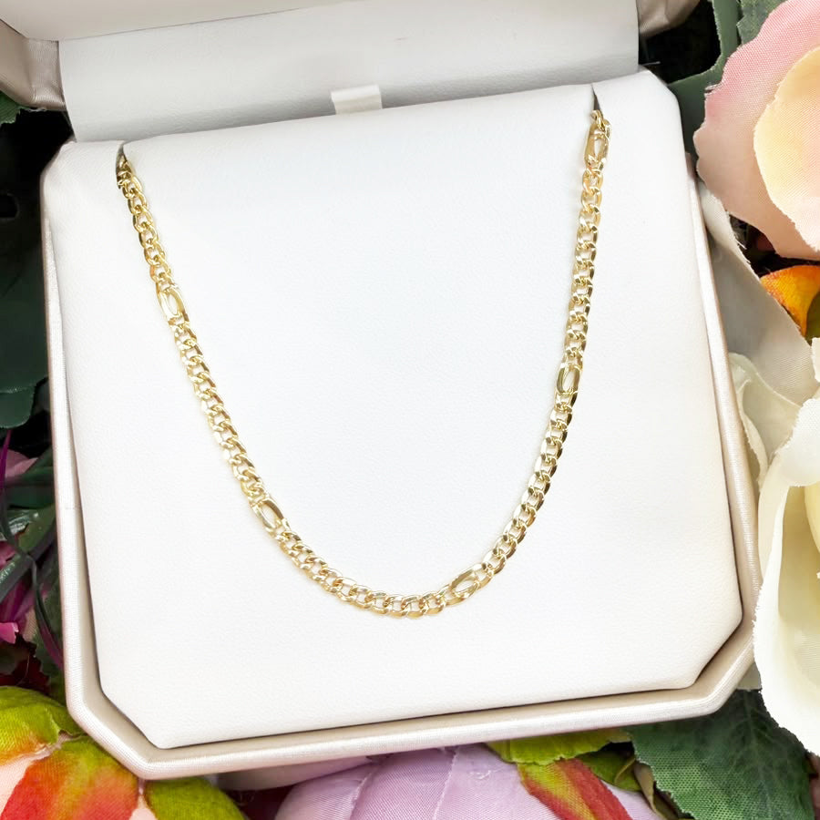 COLLANA UOMO A MAGLIA GRUMETTA CON ELEMENTI OVALI IN ORO GIALLO 18 KT (750)