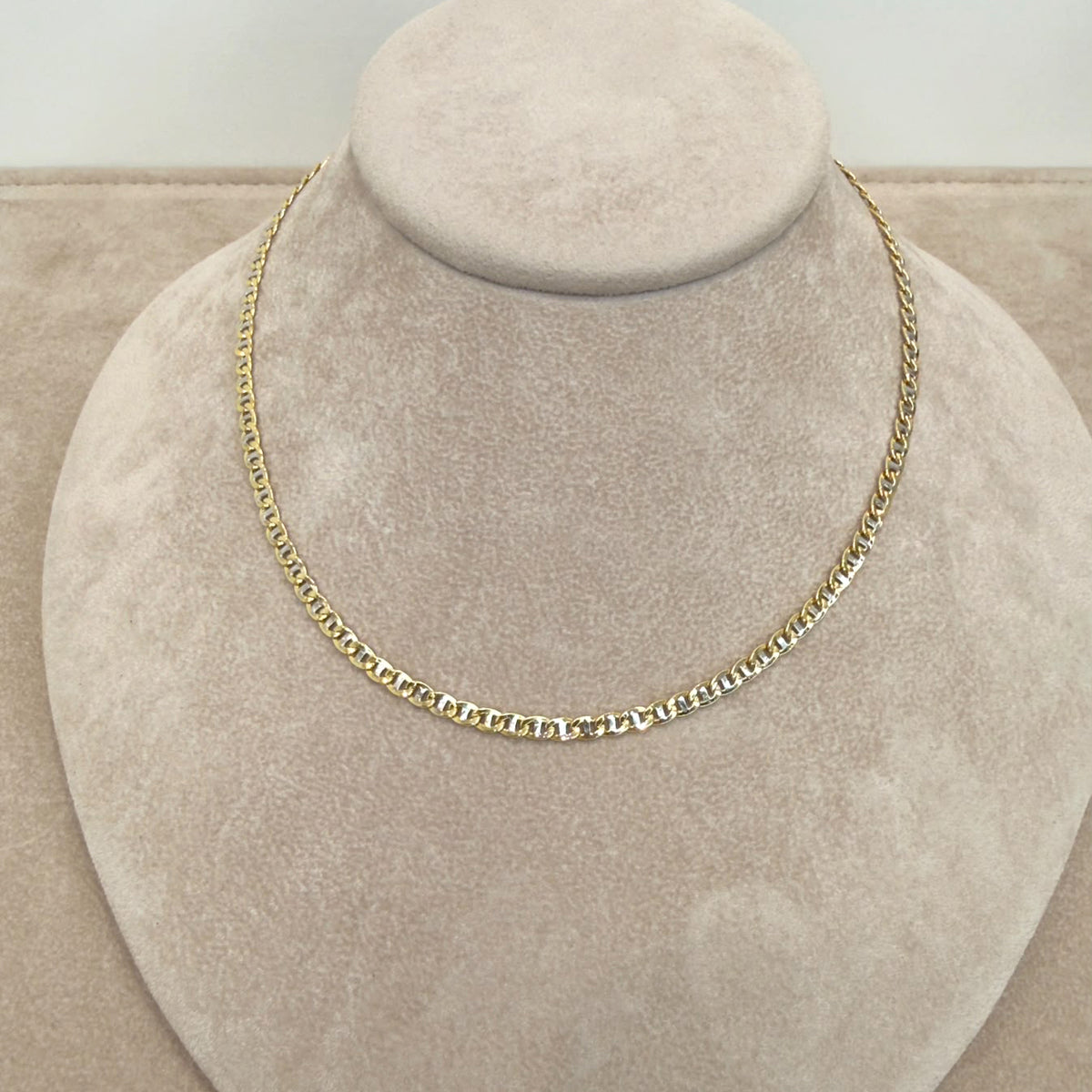 COLLANA MAGLIA MARINA IN ORO GIALLO E BIANCO 18 KT (750)