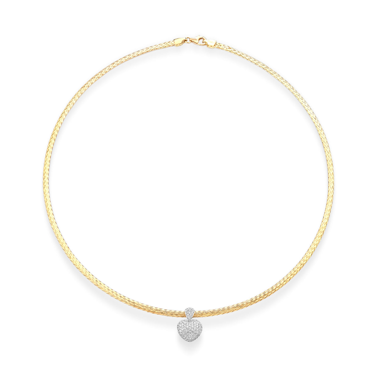 COLLANA CON CUORE IN ORO GIALLO 18 CARATI E DIAMANTI