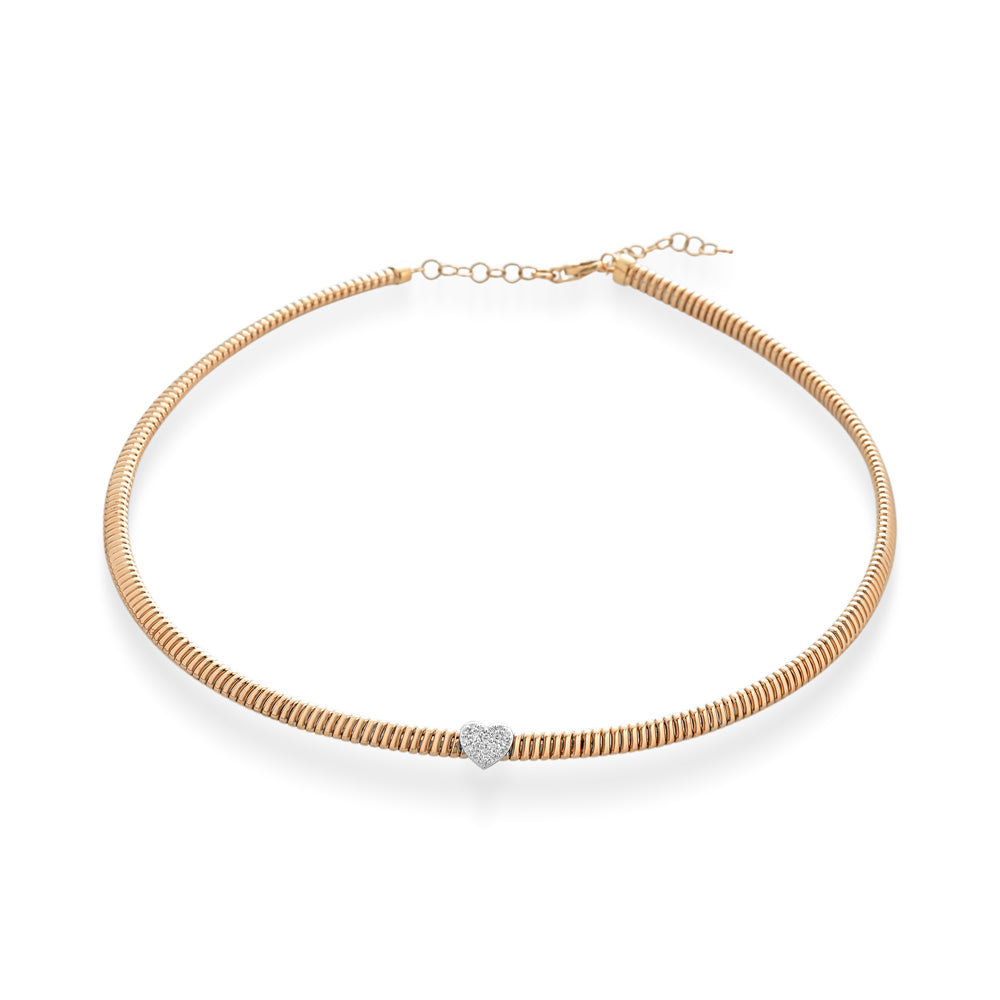COLLANA TUBOGAS IN ORO ROSA 18KT CON DIAMANTI