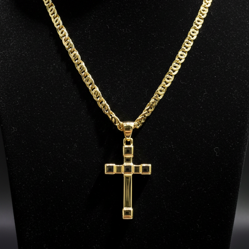 Collana con Croce in Oro Giallo 18 KT