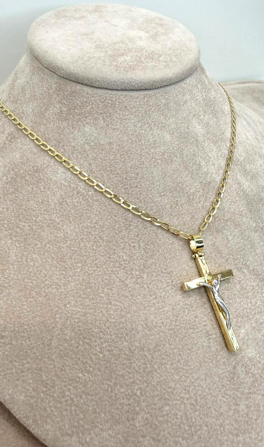 Collana da Uomo con Crocifisso Bicolore in Oro 18 KT