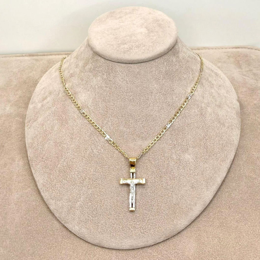 COLLANA DA UOMO CON CROCE CROCIFISSO IN ORO 18 KT