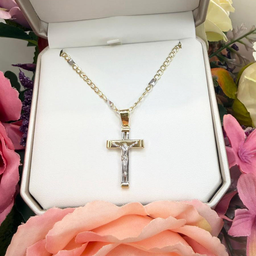 COLLANA DA UOMO CON CROCE CROCIFISSO IN ORO 18 KT