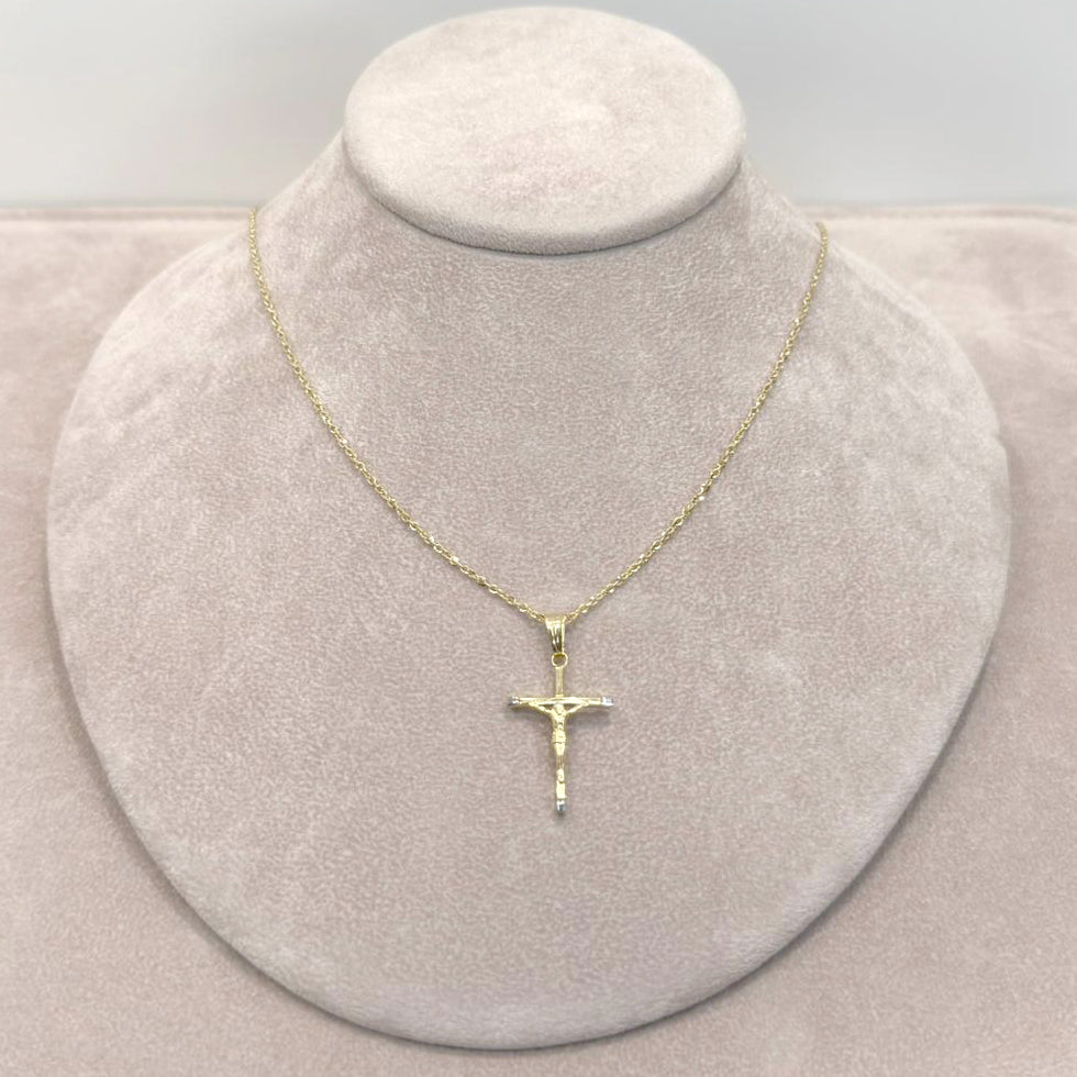 Collana da Uomo con Crocifisso Bicolore in Oro 18 KT