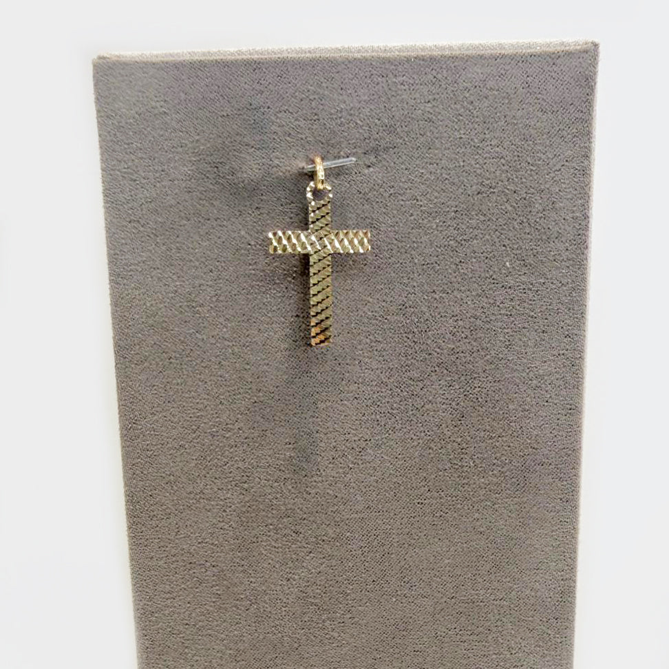Ciondolo croce unisex in oro giallo 18 Kt (750) con lavorazione diamantata
