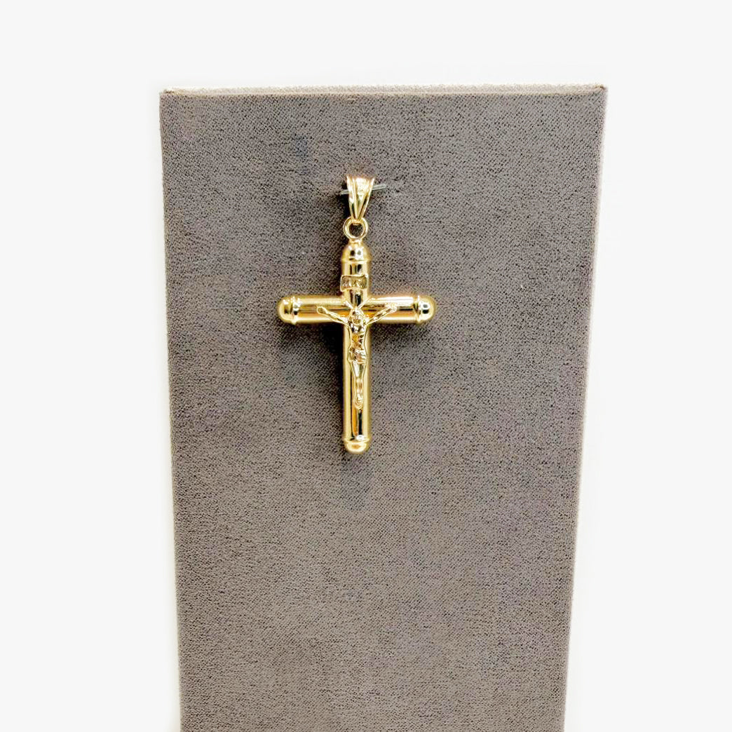 Ciondolo croce con Cristo da uomo in oro giallo 18 Kt (750)
