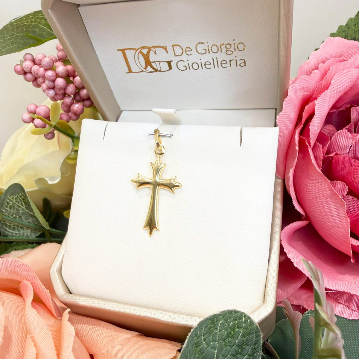 Ciondolo croce da uomo in oro giallo 18 Kt (750)