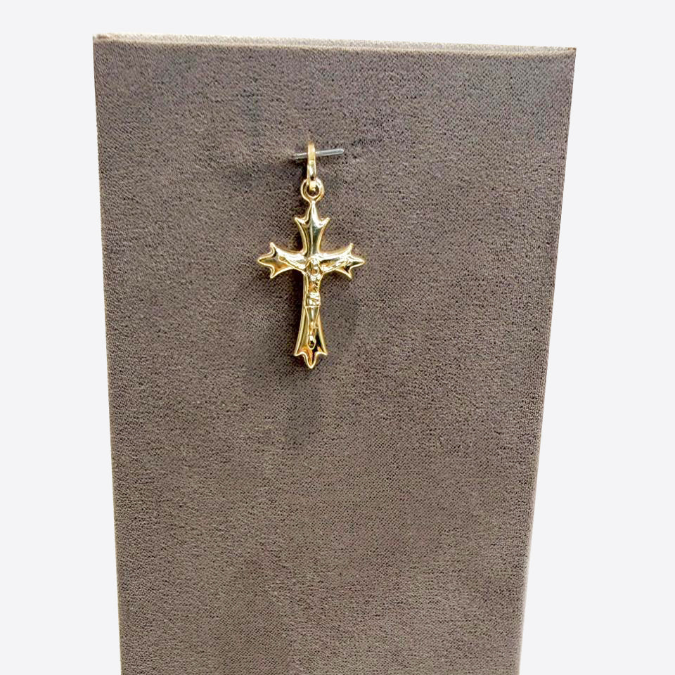 Ciondolo croce con Cristo da uomo in oro giallo 18 Kt (750)