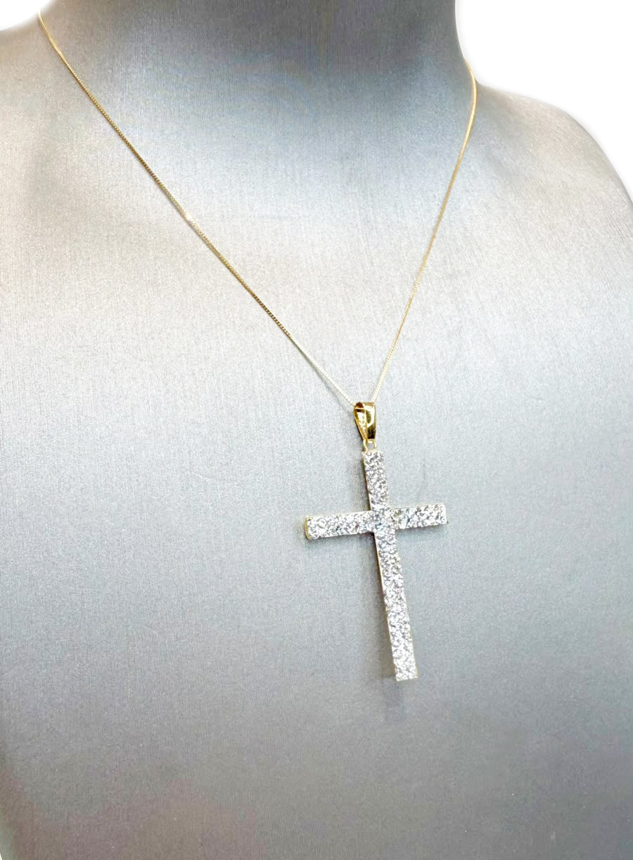 Collana con Croce zirconata in oro giallo 18 KT (750)