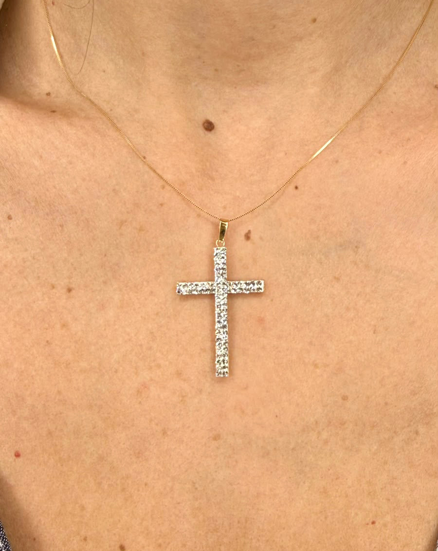 Collana con Croce zirconata in oro giallo 18 KT (750)
