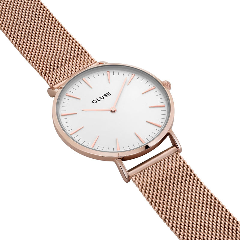 CLUSE BOHO CHIC MESH WATCH WHITE - ROSE GOLD |38MM|