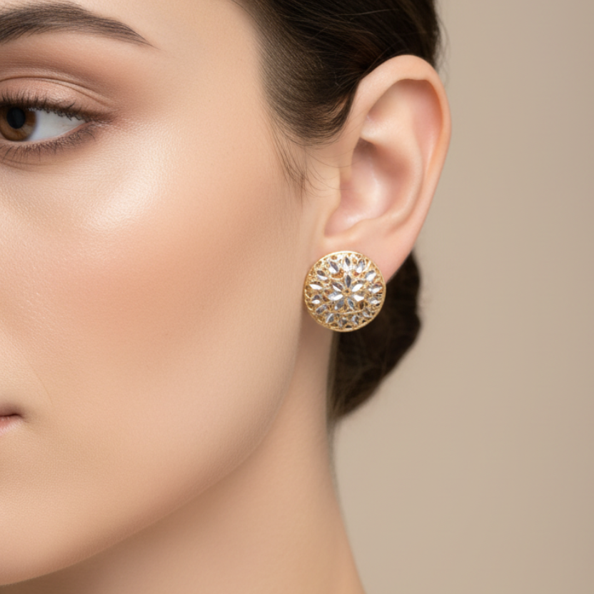 Orecchini a lobo tondi traforati in oro giallo 18KT (750) – Made in Italy