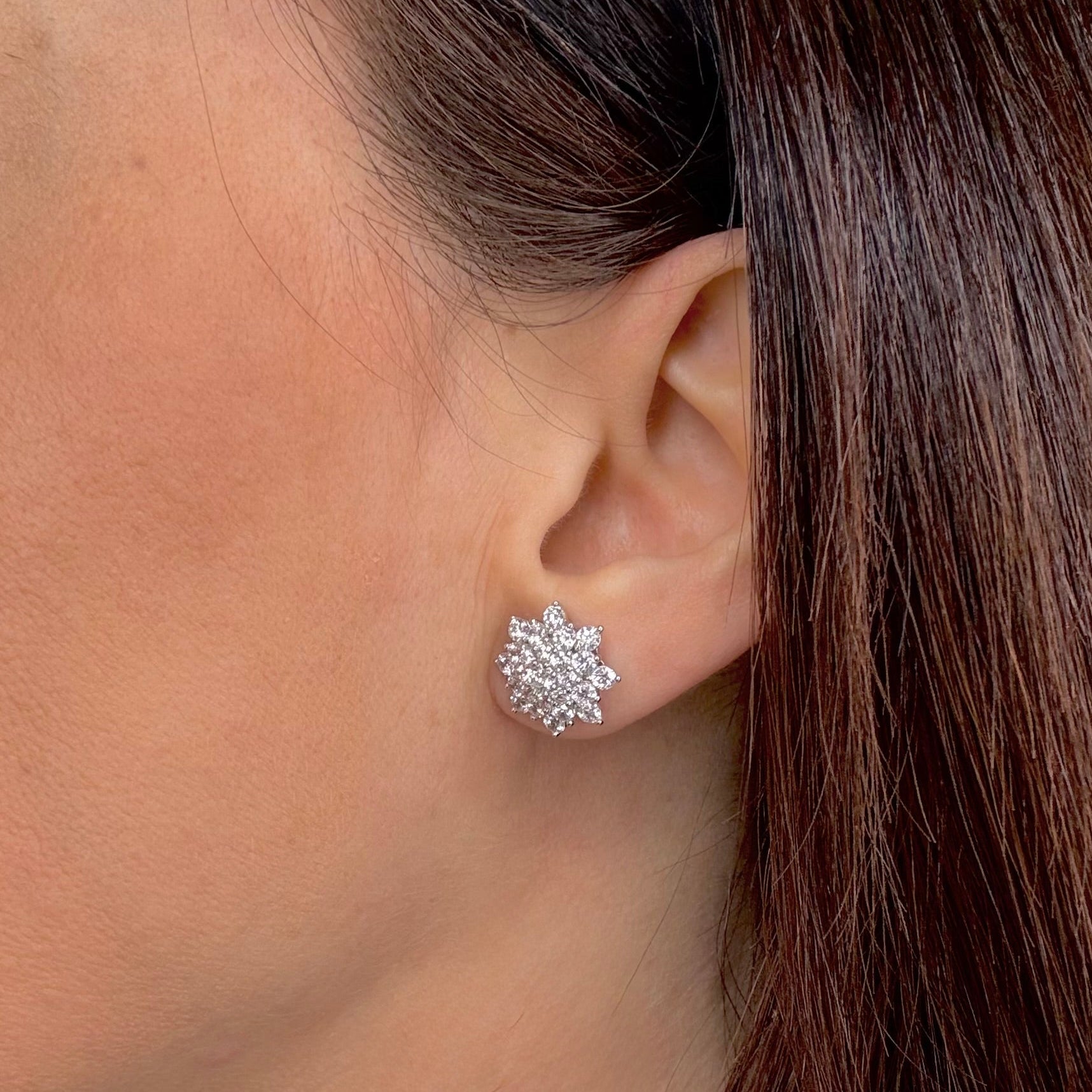 ORECCHINI FIORE IN ARGENTO SILVER E ZIRCONI