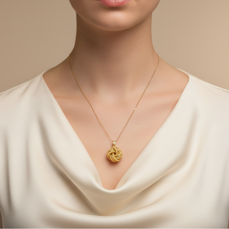 Collana con pendente nodo big in oro giallo 18KT (750) – Made in Italy