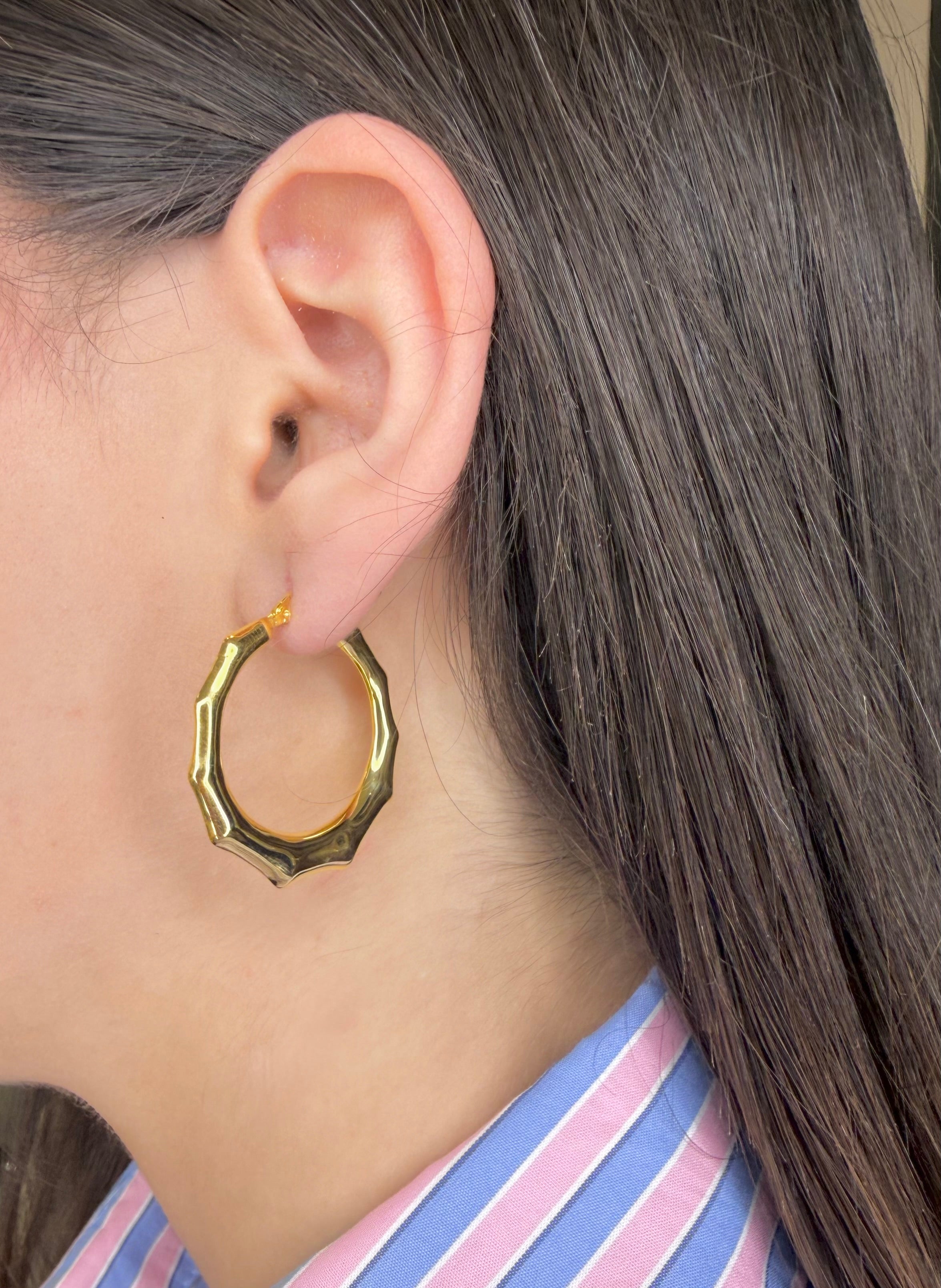 ORECCHINI CERCHIO BAMBOO IN ARGENTO 925 DORATO