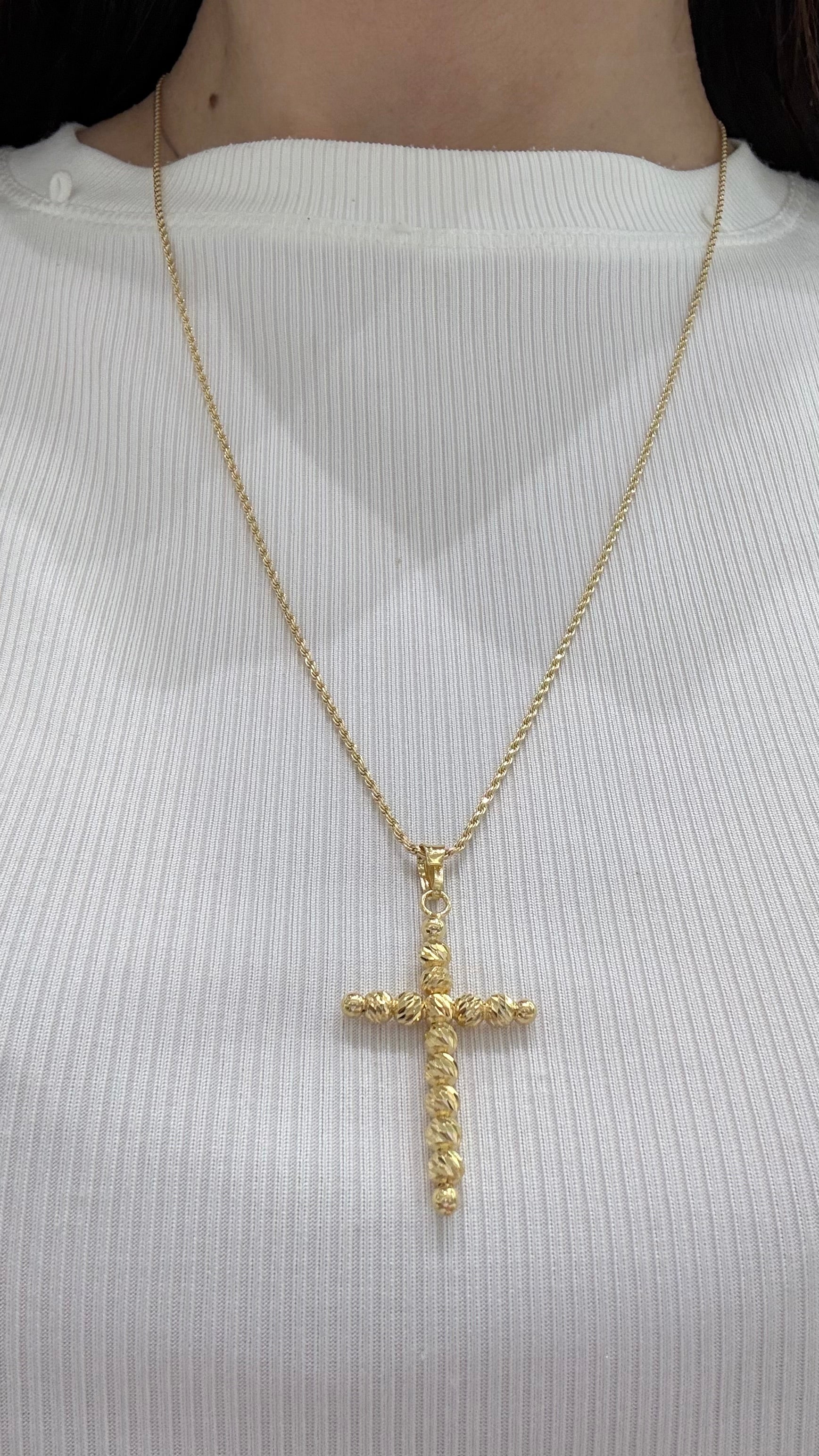 COLLANA UNISEX CON PENDENTE CROCE IN ARGENTO 925 DORATO