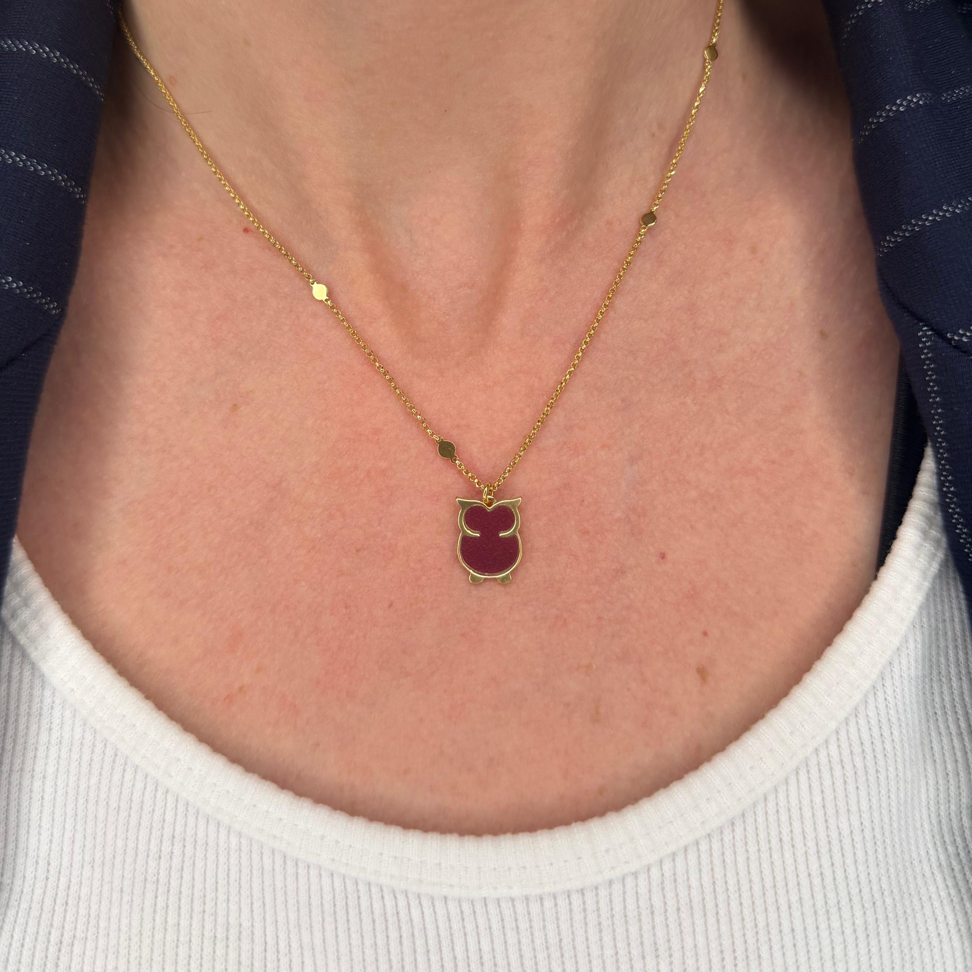 COLLANA GUFETTO IN ARGENTO GOLD E SMALTO ROSSO
