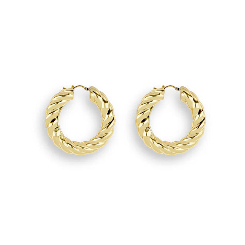 Orecchini a Cerchio Intrecciati in Oro Giallo 18KT (750) – Made in Italy