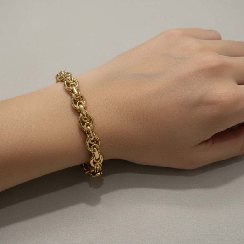 Bracciale in Oro Giallo 18KT (750) a Maglie Intrecciate – Made in Italy