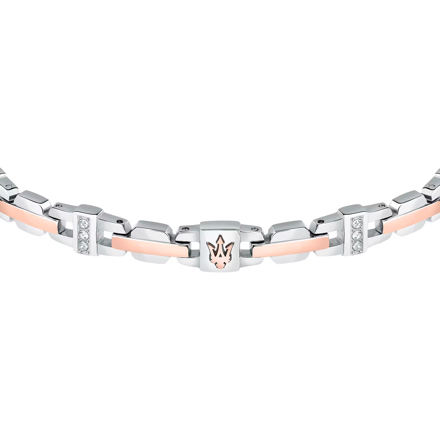 MASERATI ICONIC MEN'S BRACELET IN STEEL AND ROSE GOLD