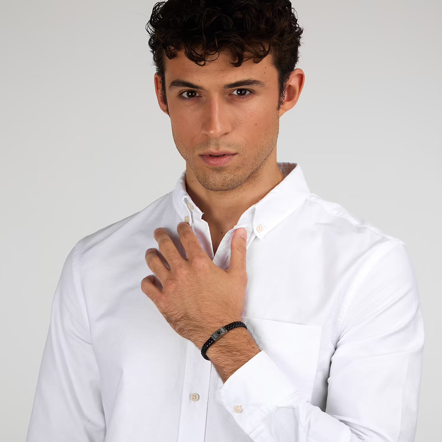 MASERATI MEN'S JEWELS BLACK LEATHER BRACELET