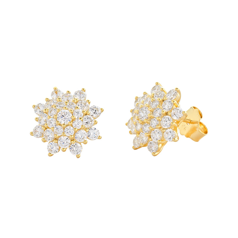 ORECCHINI FIORE IN ARGENTO GOLD E ZIRCONI