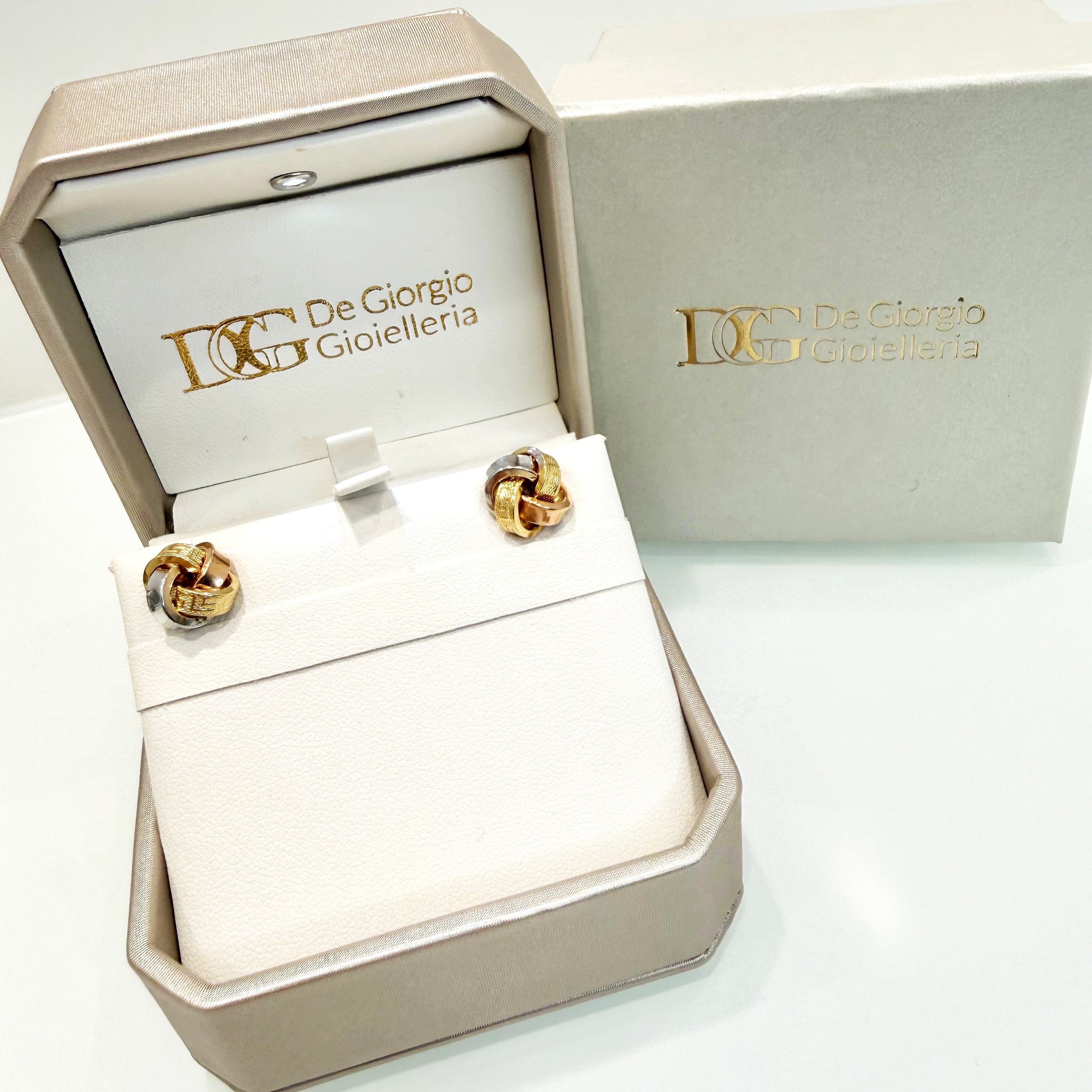 Orecchini a nodo in oro tricolore 18KT (750) - Made in Italy