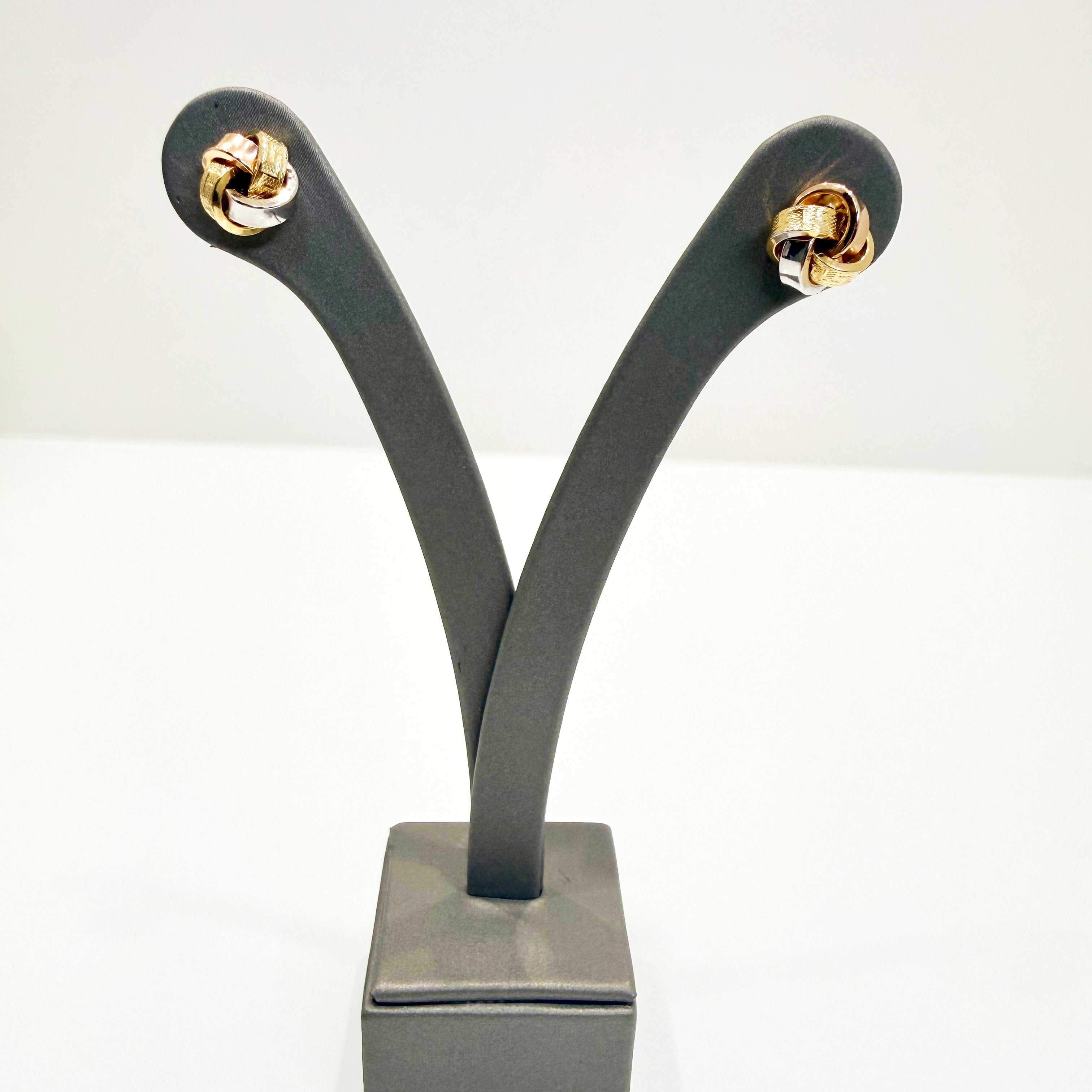 Orecchini a nodo in oro tricolore 18KT (750) - Made in Italy