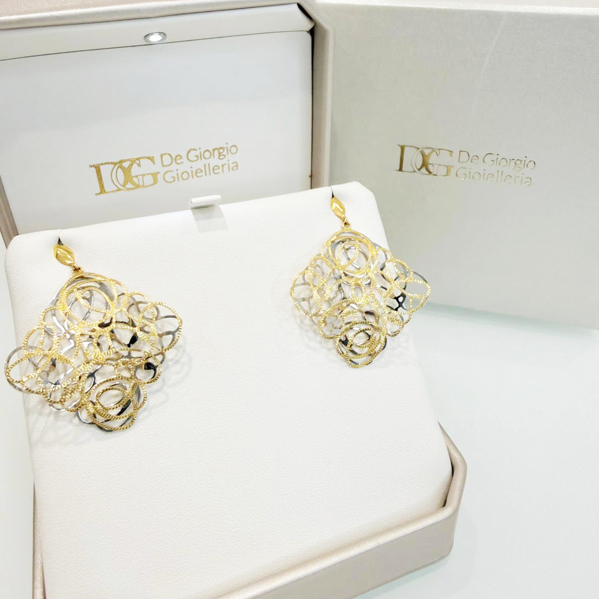 Orecchini pendenti in oro giallo e bianco 18KT (750)