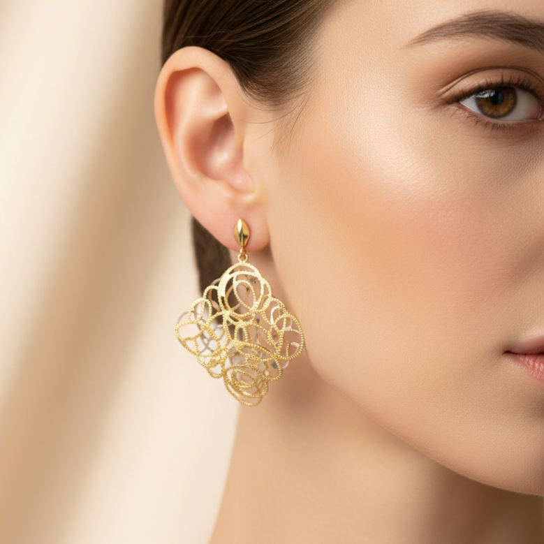 Orecchini pendenti in oro giallo e bianco 18KT (750)