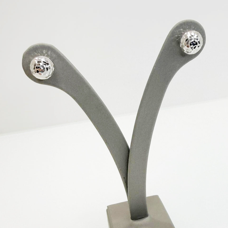 Orecchini a lobo in oro bianco 18KT (750) con sfera diamantata