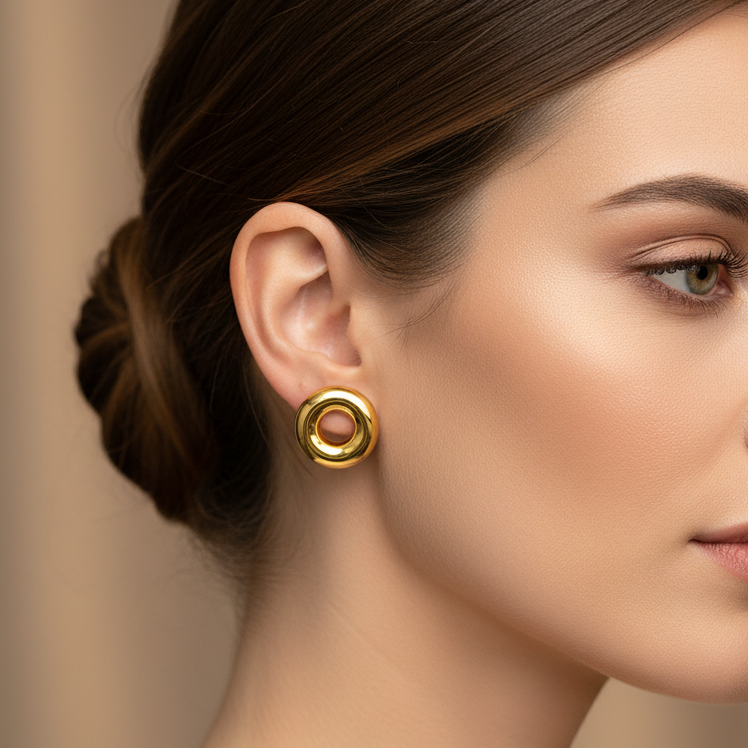 Orecchini a lobo cerchio concentrico in oro giallo 18KT (750)