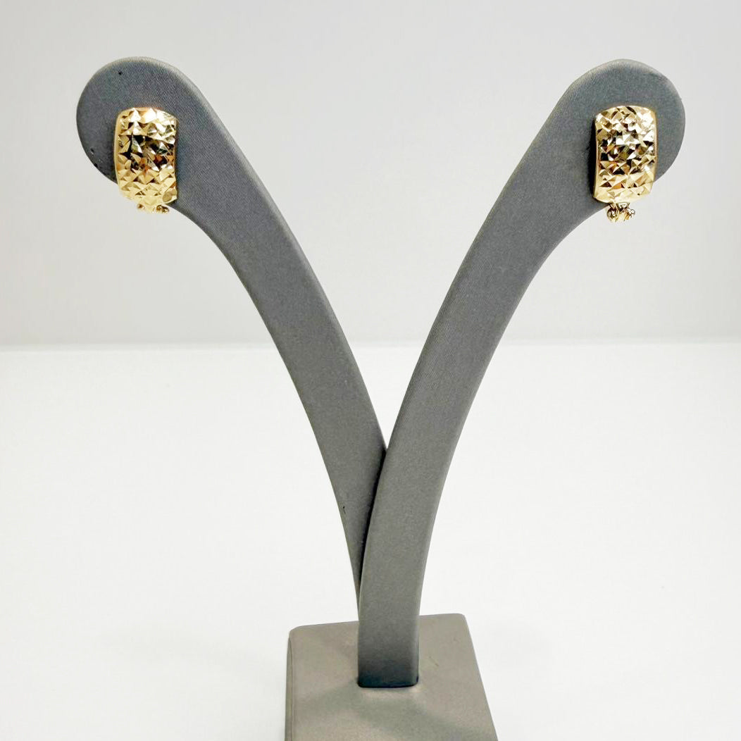 Orecchini a cerchio da donna in oro giallo lavorato 18 Kt (750) – Seconda misura