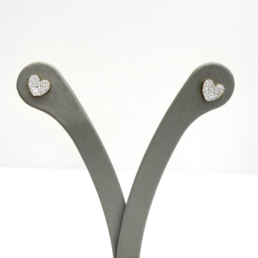 Orecchini cuore con zirconi in oro giallo 18 KT (750)
