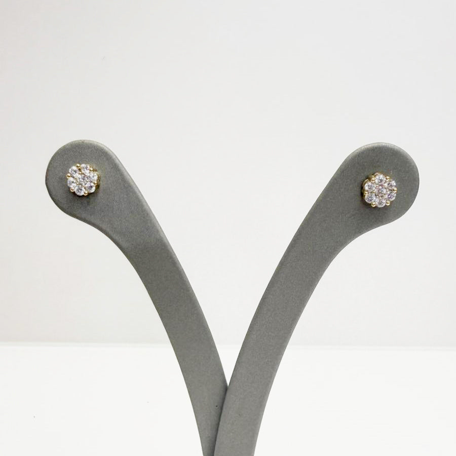 Orecchini fiore con zirconi in oro giallo 18 KT (750)