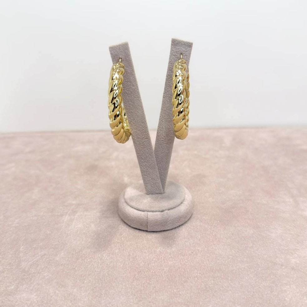 Orecchini a Cerchio Maxi Torchon in Oro Giallo 18 KT