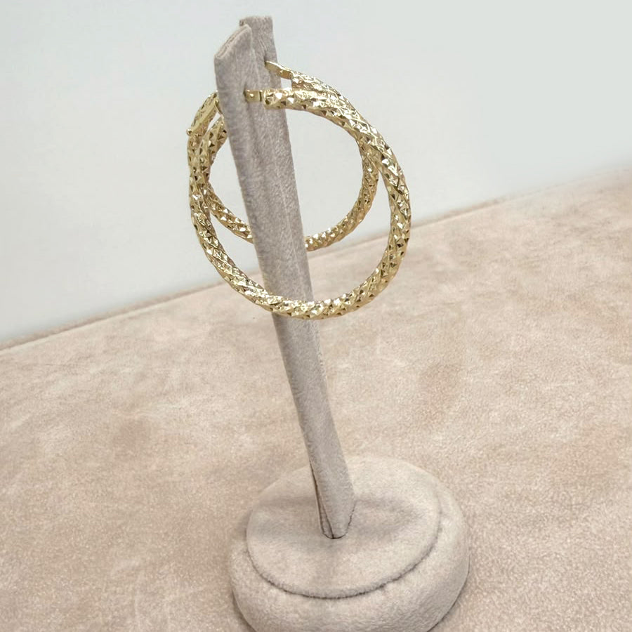 ORECCHINI A CERCHIO LAVORATI IN ORO 18 KT