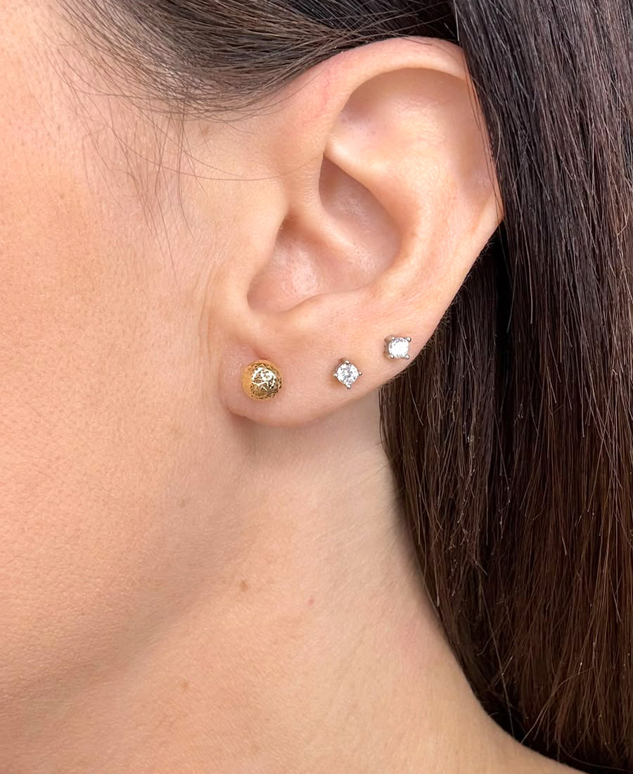 ORECCHINI A SFERA DIAMANTATA IN ORO GIALLO 18 KT (750)