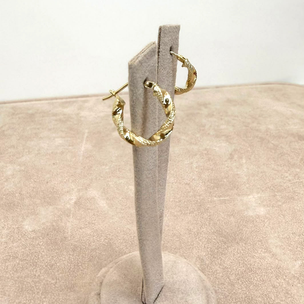 ORECCHINI A CERCHIO TORCHON LAVORATI IN ORO GIALLO 18 KT (750)