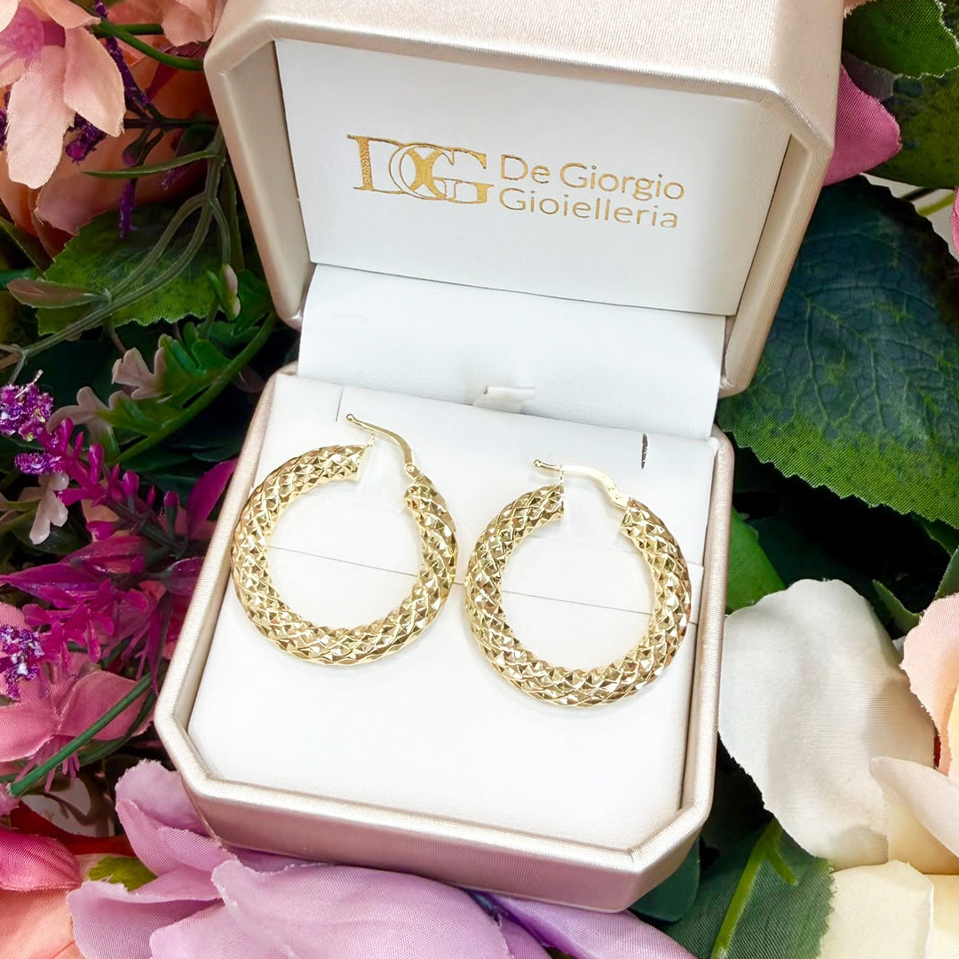 ORECCHINI A CERCHIO SFACCETTATI IN ORO GIALLO 18 KT (750)