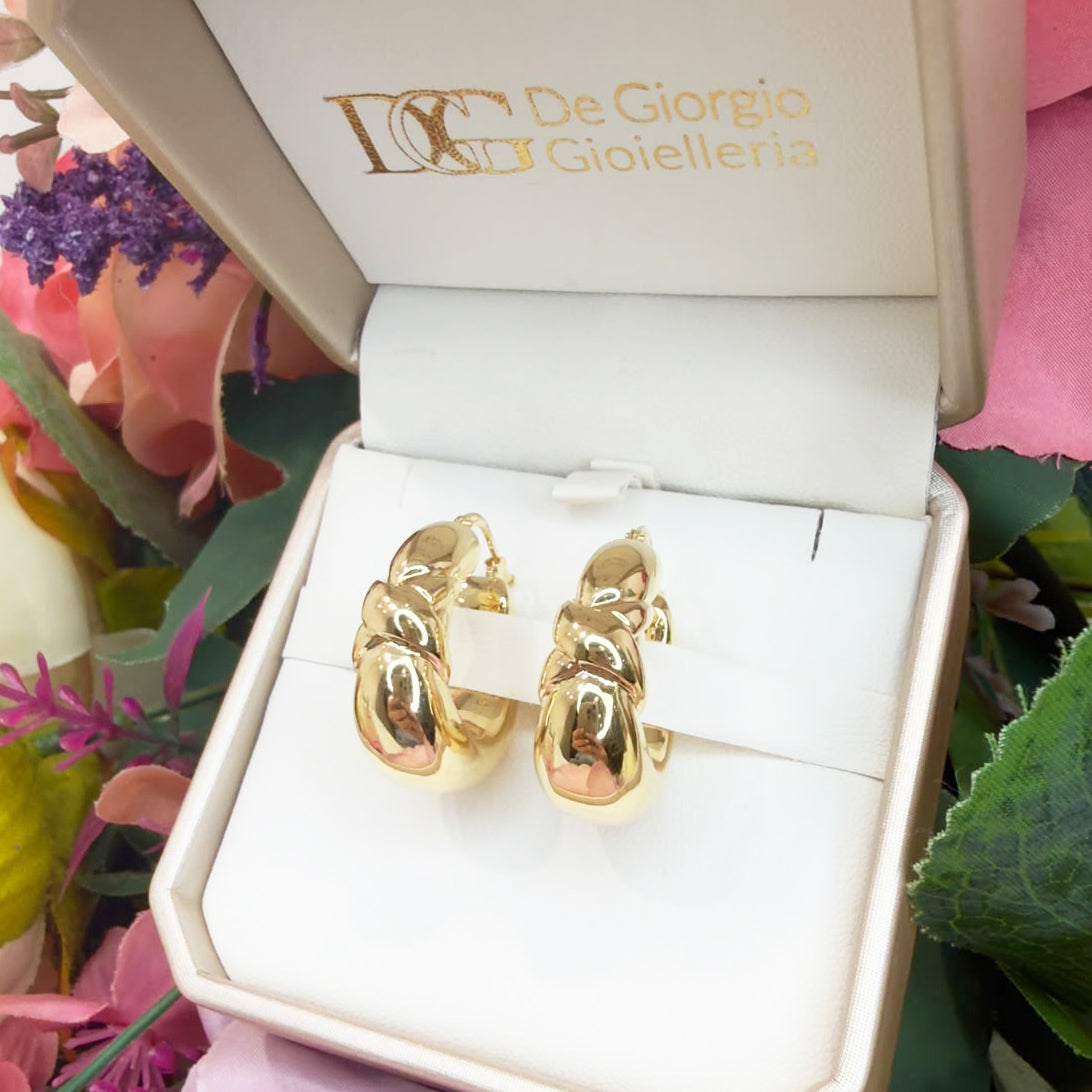 ORECCHINI A CERCHIO BOMBATO ONDULATO IN ORO GIALLO 18 KT (750)