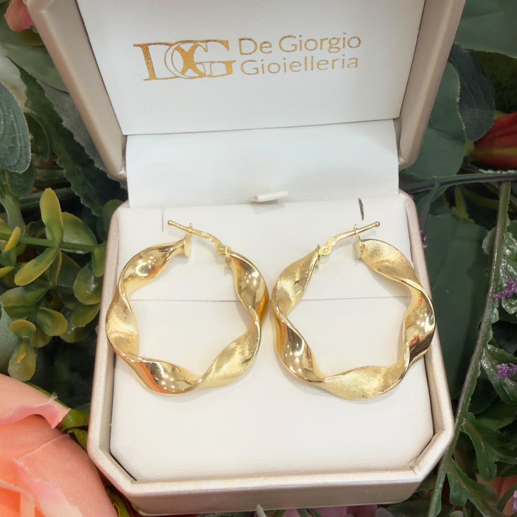 ORECCHINI A CERCHIO ONDULATO IN ORO GIALLO 18 KT (750)