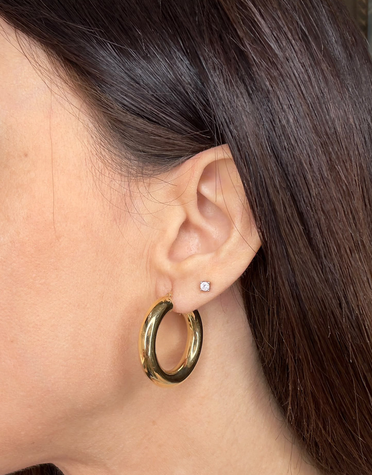 ORECCHINI A CERCHIO BOMBATO IN ORO GIALLO 18 KT (750)