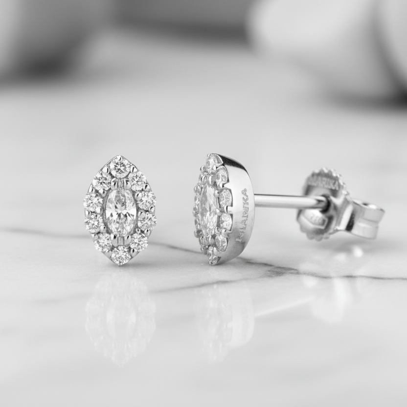 ORECCHINI IN ORO BIANCO 18KT DIAMANTI TAGLIO BRILLANTE-NAVE