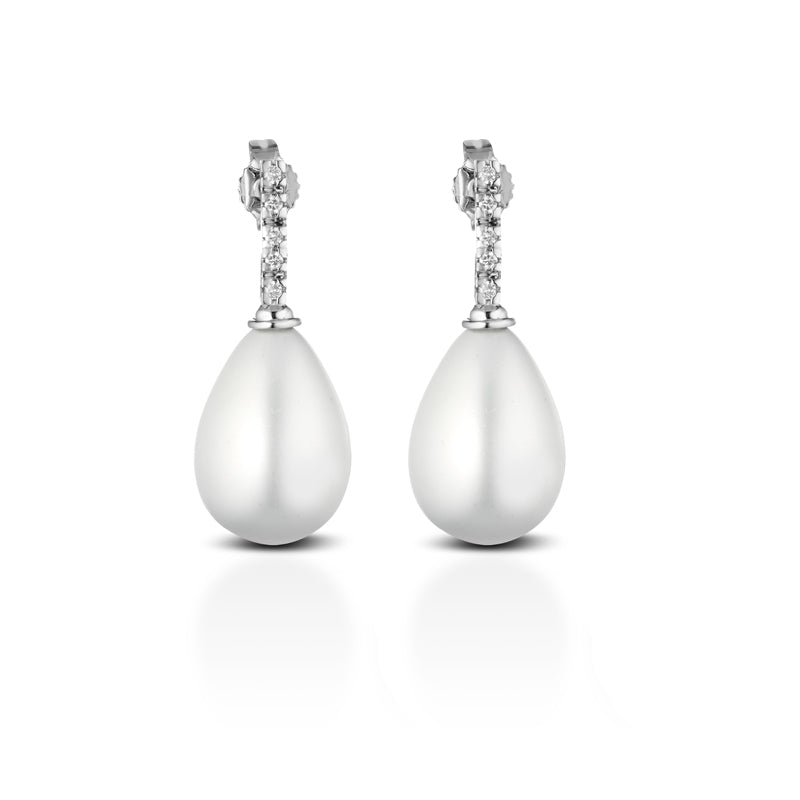 ORECCHINI IN ORO BIANCO 18KT CON DIAMANTI E MADREPERLE