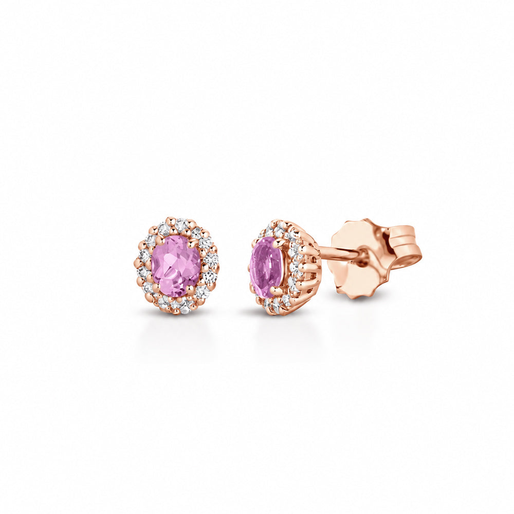 ORECCHINI IN ORO ROSA 18KT CON DIAMANTI E ZAFFIRI ROSA